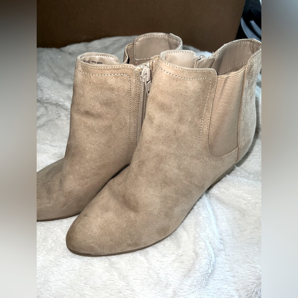 NEW suede tan booties